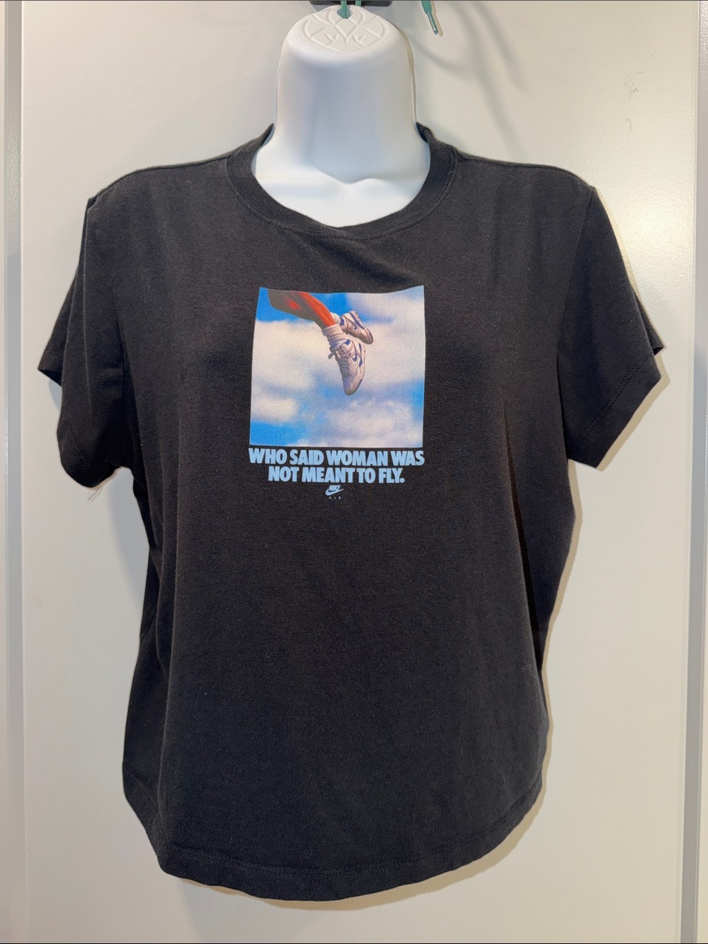 Nike Black Graphic Tee with Blue Sky & Red Accent